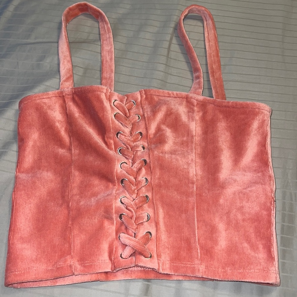 Coral, velvety material, tank top, Size Medium, Brand: Forever 21